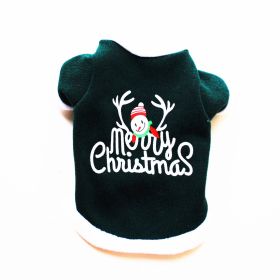 Pet Clothing Dog Warm Embroidery Christmas Style (Option: green-L)