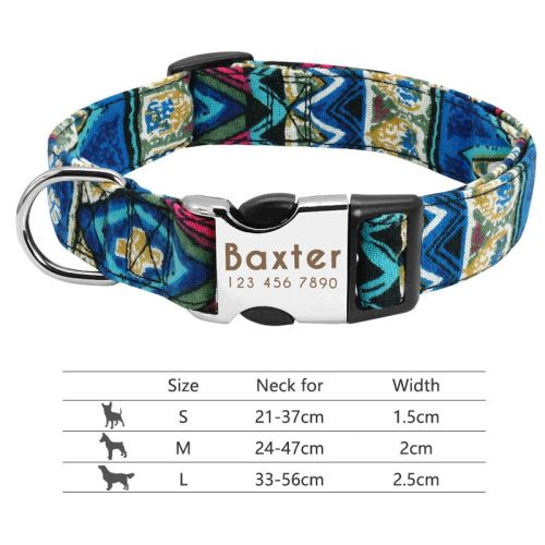 Adjustable Nylon Dog Collar Personalized Dogs Cat ID